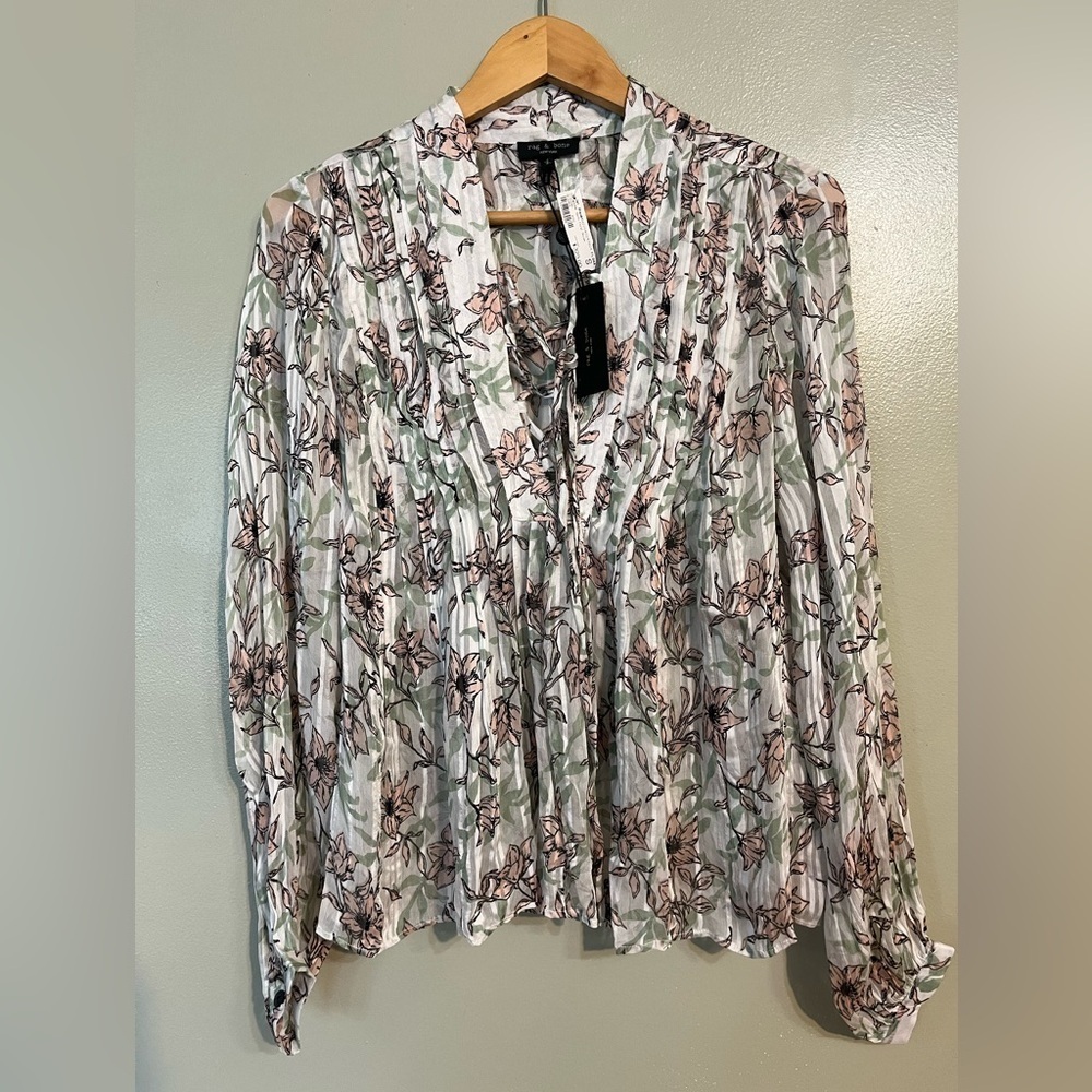 Rag & Bone Womens Sachi Floral Print Blouse Long Sleeves Boho Sz S NWT